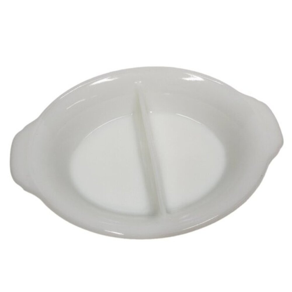 Vintage Fire King Divided Milk Glass Serving Dish